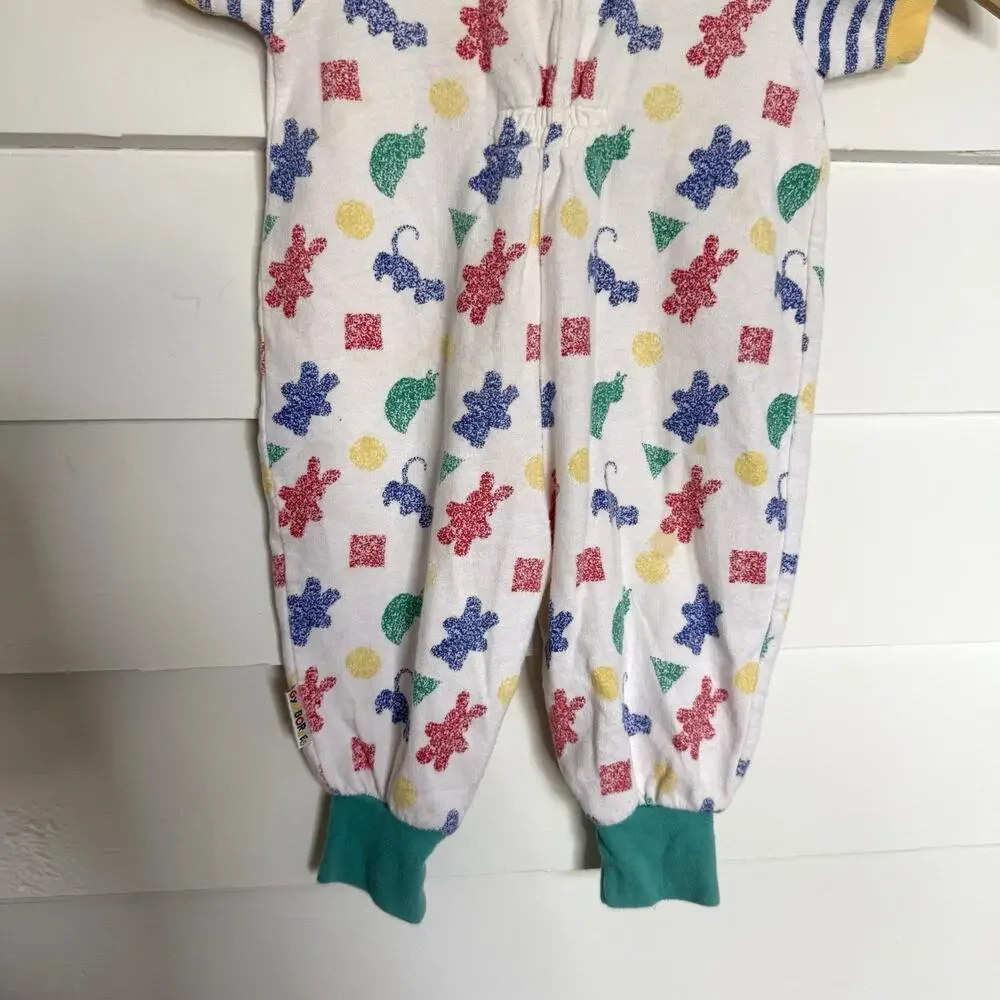 Gymboree Vintage 90's Snap Front Rainbow Animal Shape Short Slv Jumper Newborn